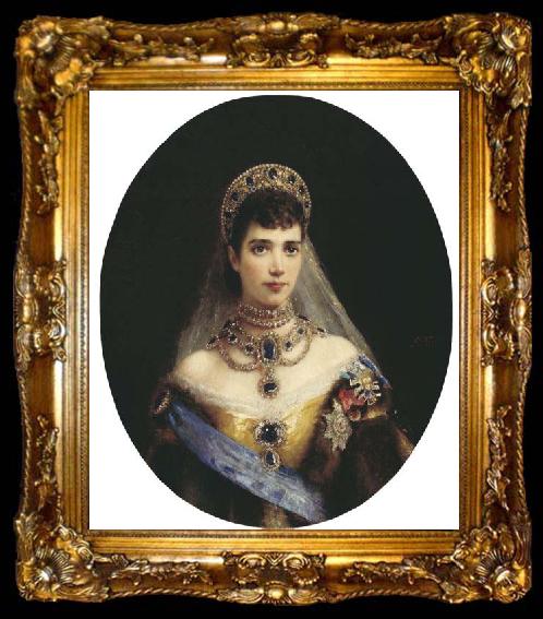 framed  Konstantin Makovsky Portrait of Empress Maria Feodorovna, ta009-2